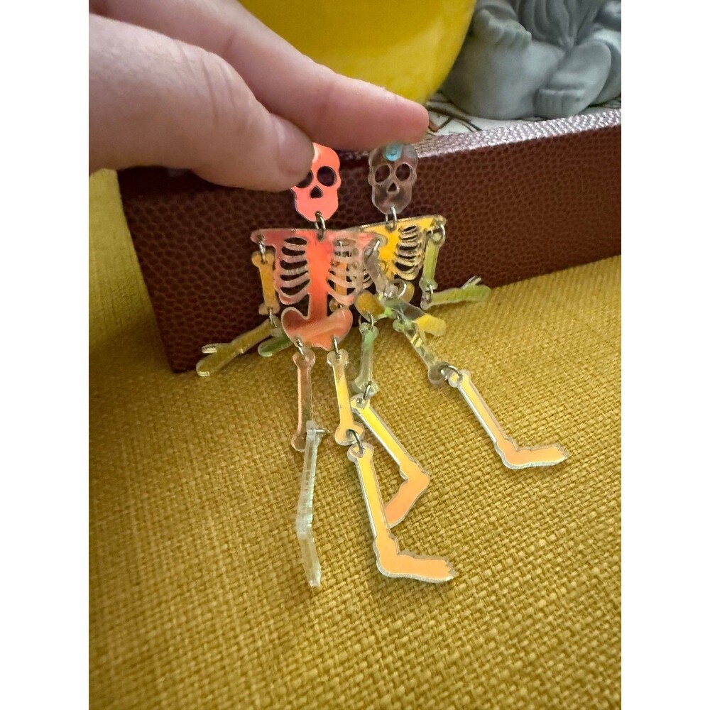 Halloween dangling earrings skeleton unique fun earrings humor